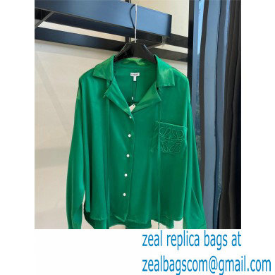 loewe green silk shirt 2023