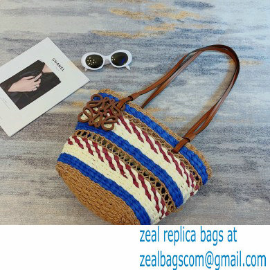 loewe striped raffia bucket bag 2023