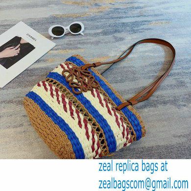 loewe striped raffia bucket bag 2023