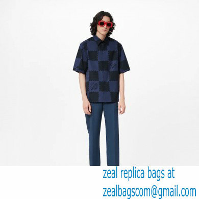 louis vuitton MEN'S black/blue short sleeve Shirt 2023