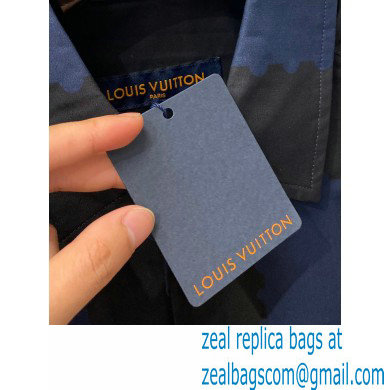 louis vuitton MEN'S black/blue short sleeve Shirt 2023 - Click Image to Close