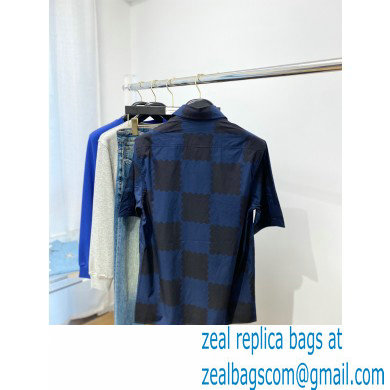 louis vuitton MEN'S black/blue short sleeve Shirt 2023