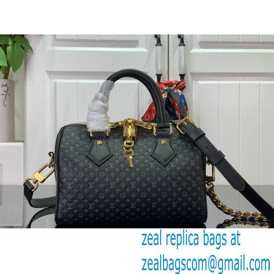 louis vuitton Speedy Bandouliere 20 bag in Monogram motif embossed leather M22595 black 2023