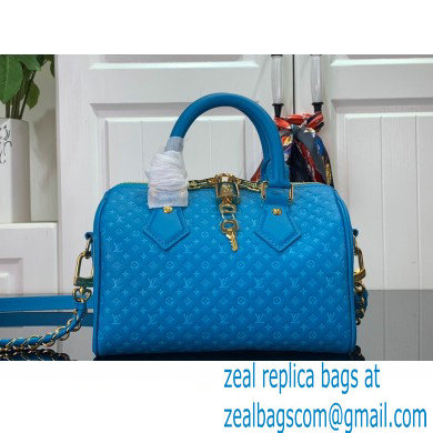 louis vuitton Speedy Bandouliere 20 bag in Monogram motif embossed leather M22596 BLUE 2023