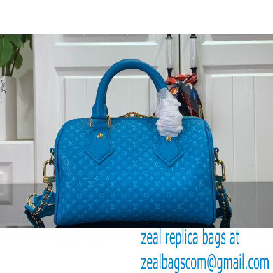 louis vuitton Speedy Bandouliere 20 bag in Monogram motif embossed leather M22596 BLUE 2023