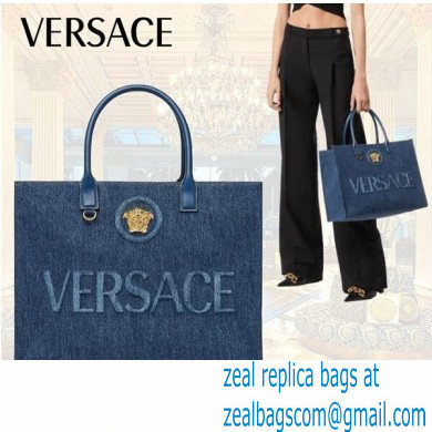 versace La Medusa Canvas Tote Bag blue 2023 - Click Image to Close