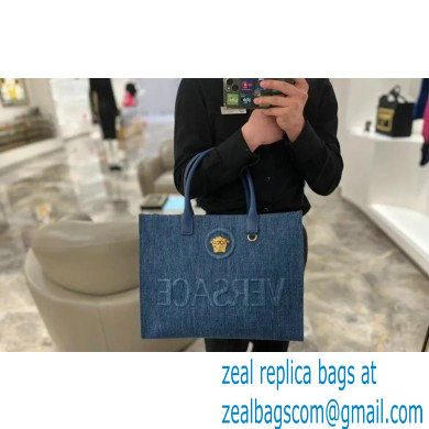 versace La Medusa Canvas Tote Bag blue 2023 - Click Image to Close