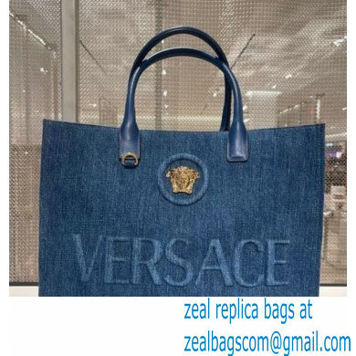 versace La Medusa Canvas Tote Bag blue 2023 - Click Image to Close