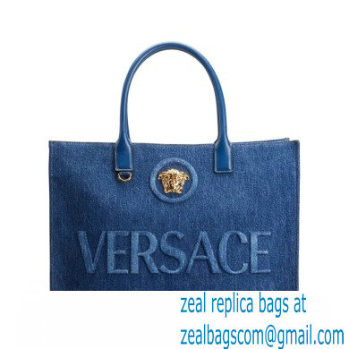 versace La Medusa Canvas Tote Bag blue 2023
