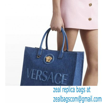 versace La Medusa Canvas Tote Bag blue 2023