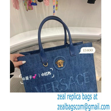 versace La Medusa Canvas Tote Bag blue 2023