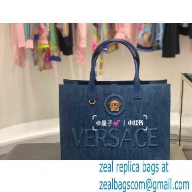 versace La Medusa Canvas Tote Bag blue 2023 - Click Image to Close