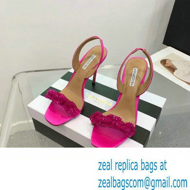 Aquazzura Heel 10.5cm Chain Of Love Sandals Fuchsia 2023 - Click Image to Close