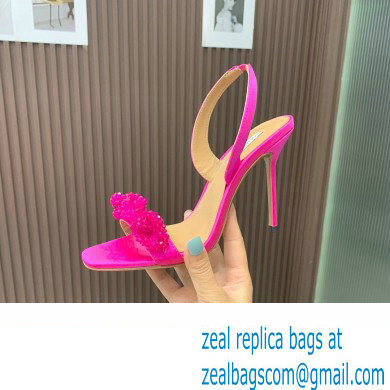 Aquazzura Heel 10.5cm Chain Of Love Sandals Fuchsia 2023 - Click Image to Close