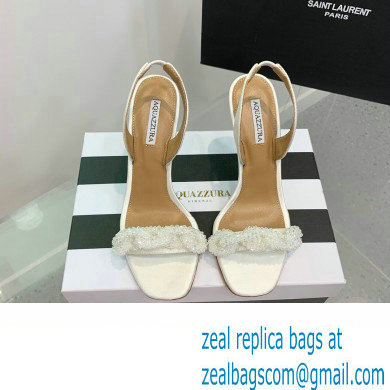 Aquazzura Heel 10.5cm Chain Of Love Sandals White 2023 - Click Image to Close