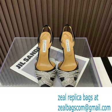Aquazzura Heel 10.5cm Gatsby Sling Satin Slingback Black 2023 - Click Image to Close