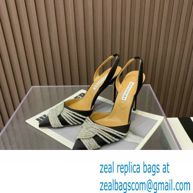 Aquazzura Heel 10.5cm Gatsby Sling Satin Slingback Black 2023