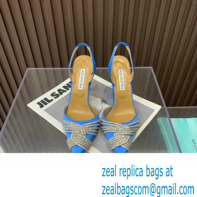 Aquazzura Heel 10.5cm Gatsby Sling Satin Slingback Blue 2023