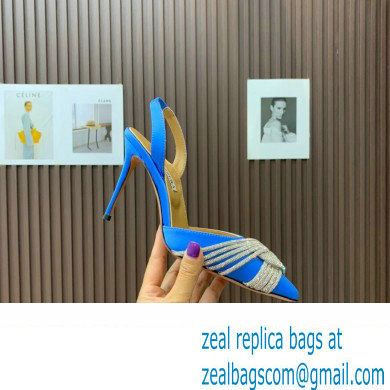 Aquazzura Heel 10.5cm Gatsby Sling Satin Slingback Blue 2023 - Click Image to Close