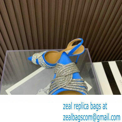 Aquazzura Heel 10.5cm Gatsby Sling Satin Slingback Blue 2023 - Click Image to Close