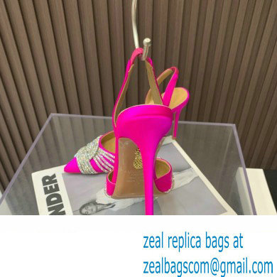 Aquazzura Heel 10.5cm Gatsby Sling Satin Slingback Fuchisa 2023 - Click Image to Close