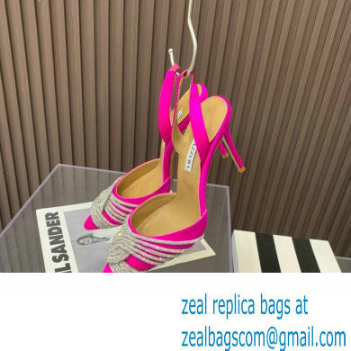 Aquazzura Heel 10.5cm Gatsby Sling Satin Slingback Fuchisa 2023 - Click Image to Close