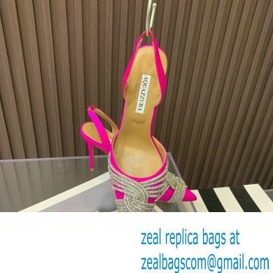 Aquazzura Heel 10.5cm Gatsby Sling Satin Slingback Fuchisa 2023 - Click Image to Close