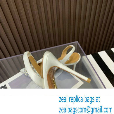 Aquazzura Heel 10.5cm Gatsby Sling Satin Slingback White 2023 - Click Image to Close