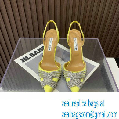 Aquazzura Heel 10.5cm Gatsby Sling Satin Slingback Yellow 2023 - Click Image to Close