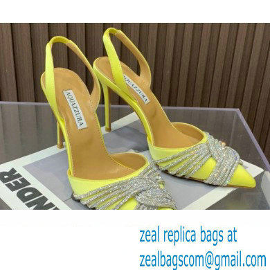 Aquazzura Heel 10.5cm Gatsby Sling Satin Slingback Yellow 2023 - Click Image to Close