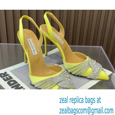 Aquazzura Heel 10.5cm Gatsby Sling Satin Slingback Yellow 2023