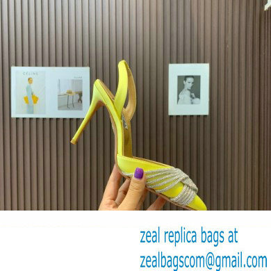 Aquazzura Heel 10.5cm Gatsby Sling Satin Slingback Yellow 2023 - Click Image to Close