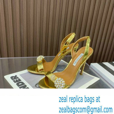 Aquazzura Heel 10.5cm Love Bubble Crystal-embellished Sandals Gold 2023