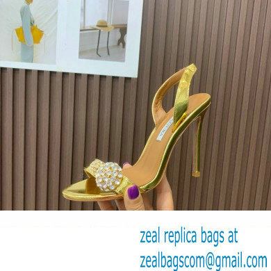 Aquazzura Heel 10.5cm Love Bubble Crystal-embellished Sandals Gold 2023