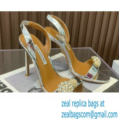 Aquazzura Heel 10.5cm Love Bubble Crystal-embellished Sandals Silver 2023