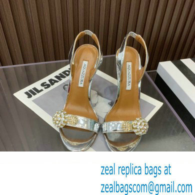 Aquazzura Heel 10.5cm Love Bubble Crystal-embellished Sandals Silver 2023 - Click Image to Close