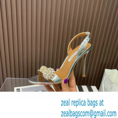 Aquazzura Heel 10.5cm Love Bubble Crystal-embellished Sandals Silver 2023