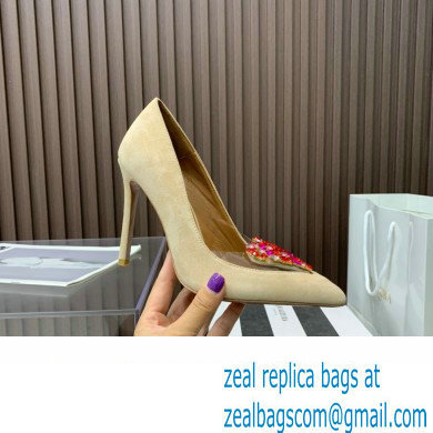 Aquazzura Heel 10.5cm Love Me Pumps Suede Beige 2023