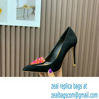 Aquazzura Heel 10.5cm Love Me Pumps Suede Black 2023