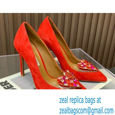 Aquazzura Heel 10.5cm Love Me Pumps Suede Red 2023