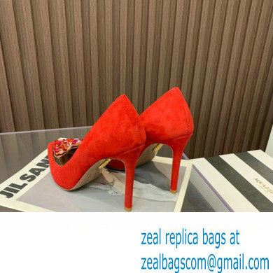 Aquazzura Heel 10.5cm Love Me Pumps Suede Red 2023