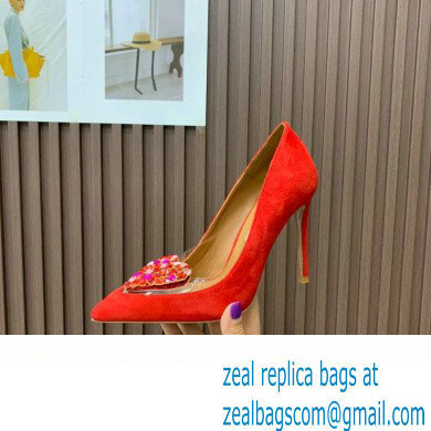 Aquazzura Heel 10.5cm Love Me Pumps Suede Red 2023