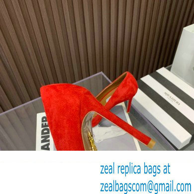 Aquazzura Heel 10.5cm Love Me Pumps Suede Red 2023