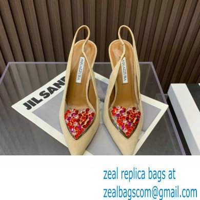 Aquazzura Heel 10.5cm Love Me Sling Suede Beige 2023 - Click Image to Close