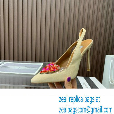 Aquazzura Heel 10.5cm Love Me Sling Suede Beige 2023