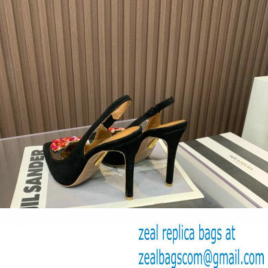 Aquazzura Heel 10.5cm Love Me Sling Suede Black 2023