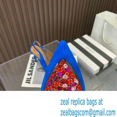 Aquazzura Heel 10.5cm Love Me Sling Suede Blue 2023