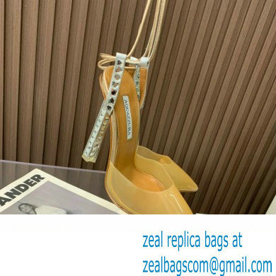 Aquazzura Heel 11.5cm Rock Chic PVC Pumps Beige 2023 - Click Image to Close