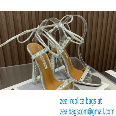 Aquazzura Heel 11.5cm Rock Chic Sandals Silver 2023