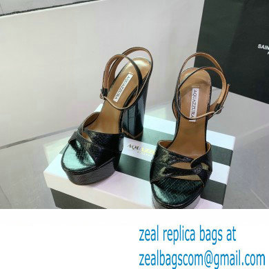 Aquazzura Heel 14cm Sinner Plateau Platform Sandals Black 2023